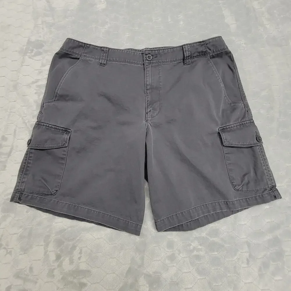 The North Face Mens 40 Cargo Shorts Gray Tekware Cotton Hiking Casual Flap